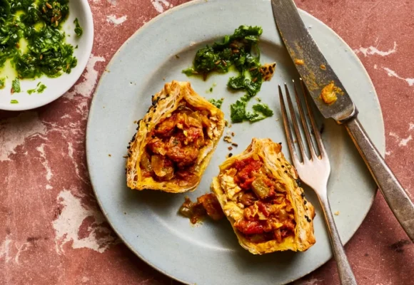 Calum Franklin’s recipes for balti paratha pie with spicy green chutney